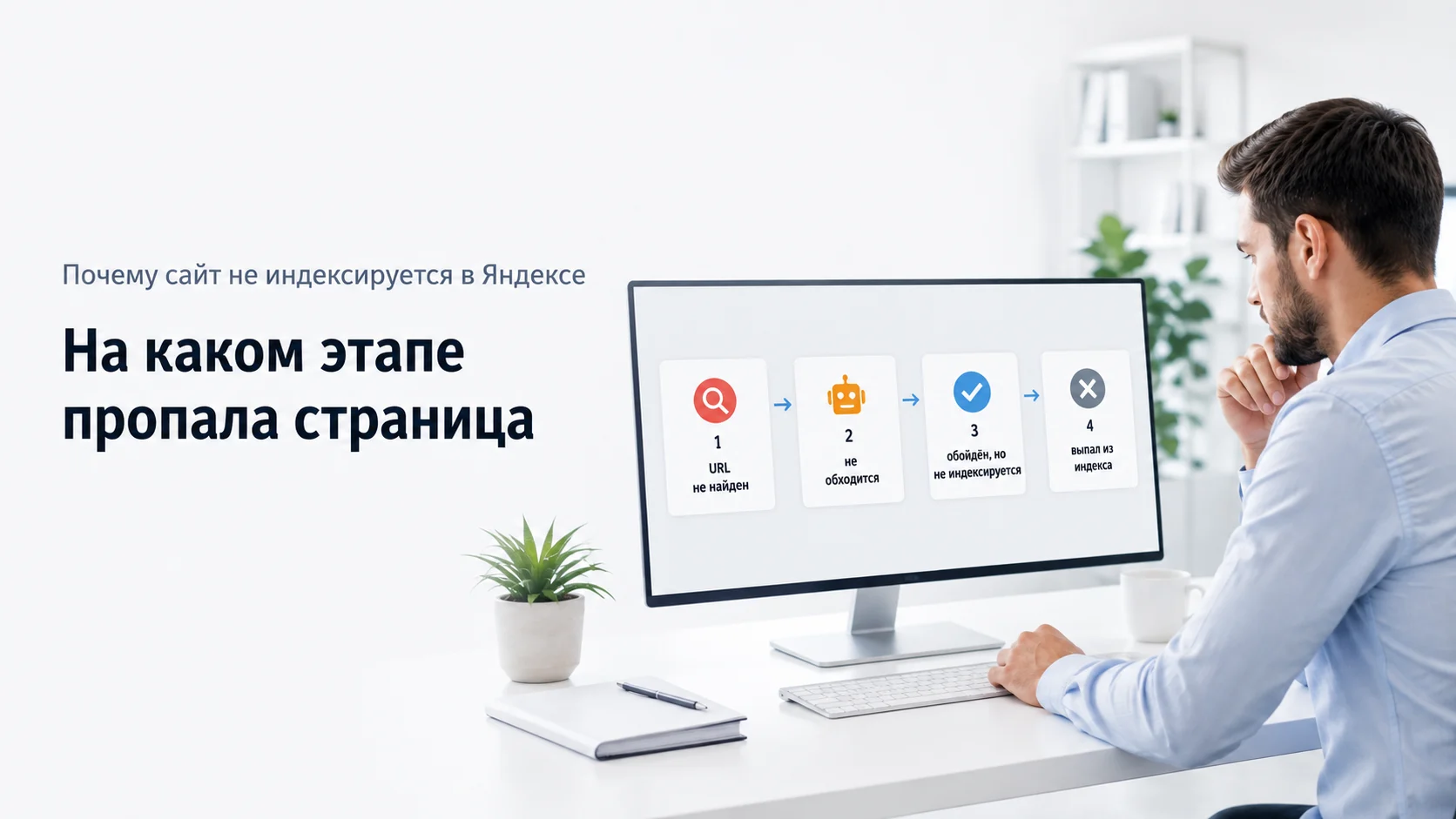 Схема этапов диагностики индексации страницы в Яндексе