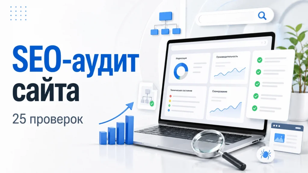 SEO-аудит сайта: обложка статьи с чек-листом самостоятельной проверки