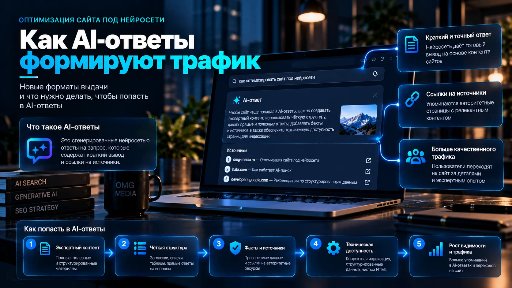 Схема перехода пользователя из AI-ответа на сайт-источник