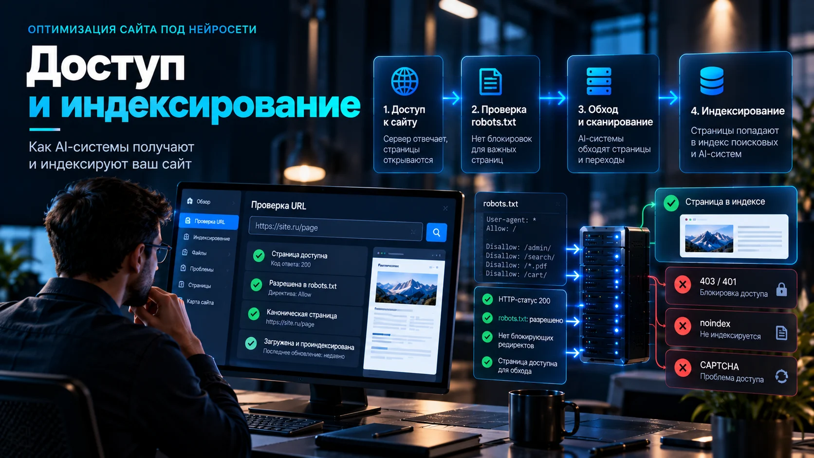 Проверка доступности и индексирования страниц для AI-систем