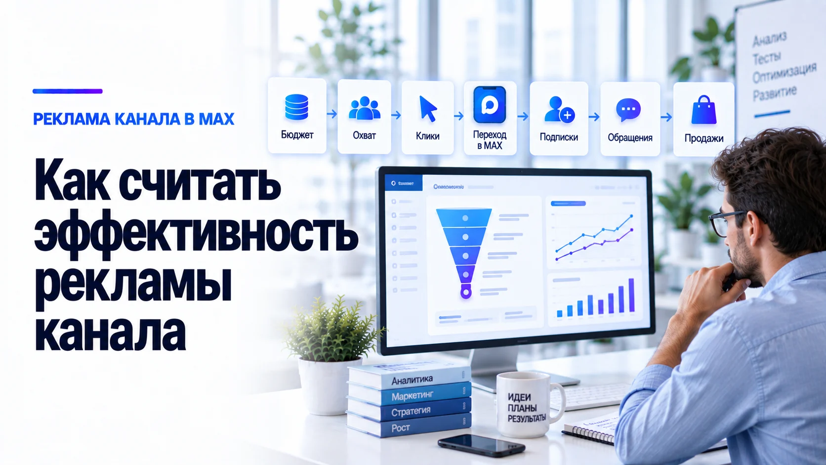 Воронка эффективности рекламы канала в MAX