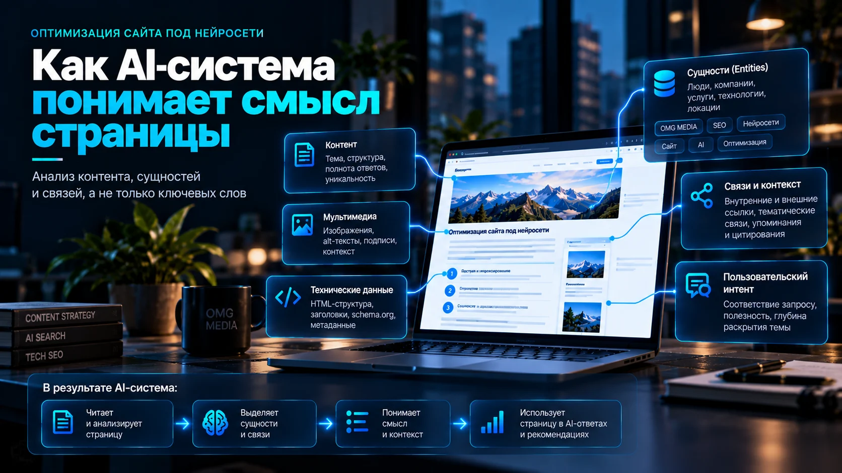 Как AI-система анализирует контент, сущности, структуру и связи страницы