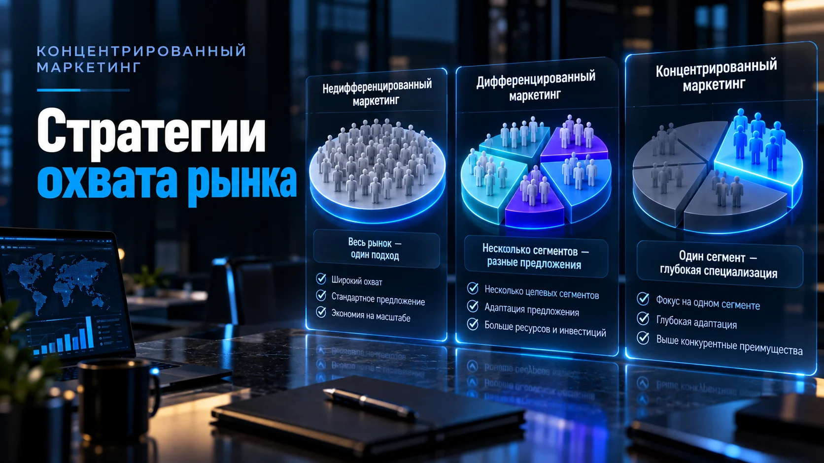 Недифференцированная, дифференцированная и концентрированная стратегии маркетинга