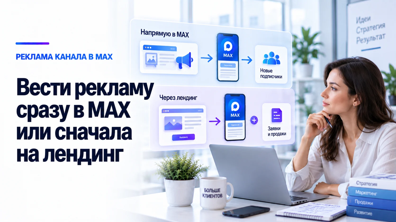 Реклама в MAX напрямую и через лендинг