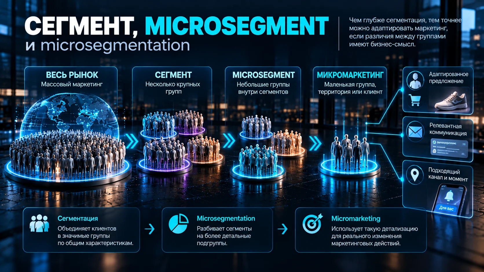 Разница между крупным сегментом рынка и microsegment
