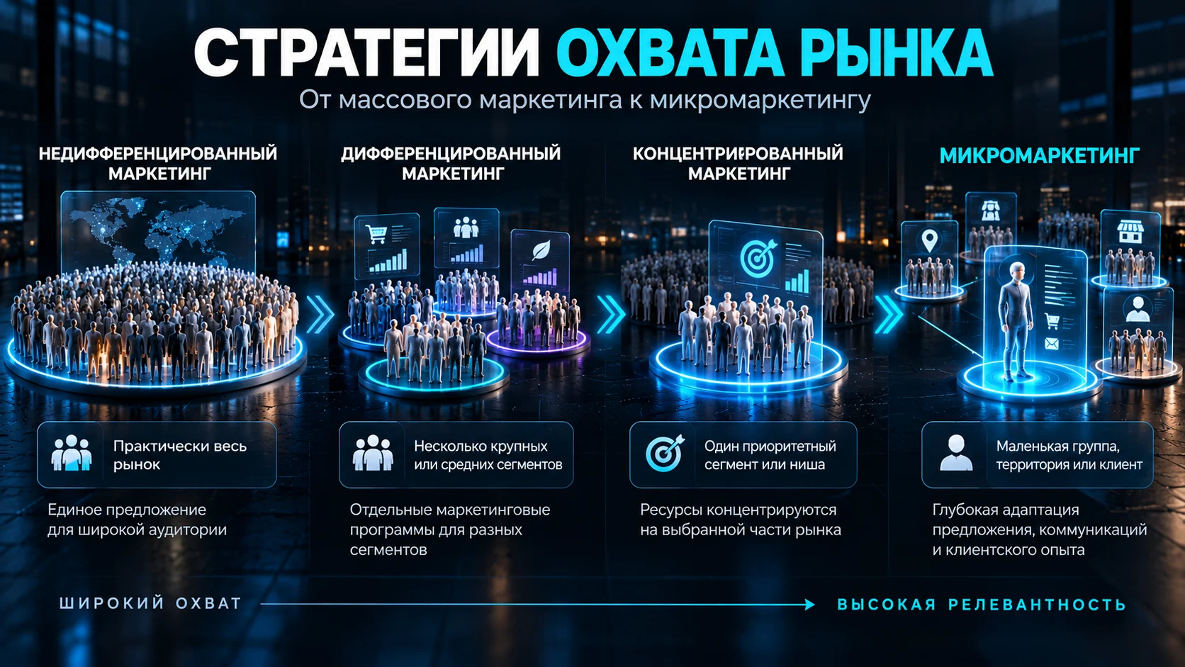 Схема перехода от массового маркетинга к микромаркетингу