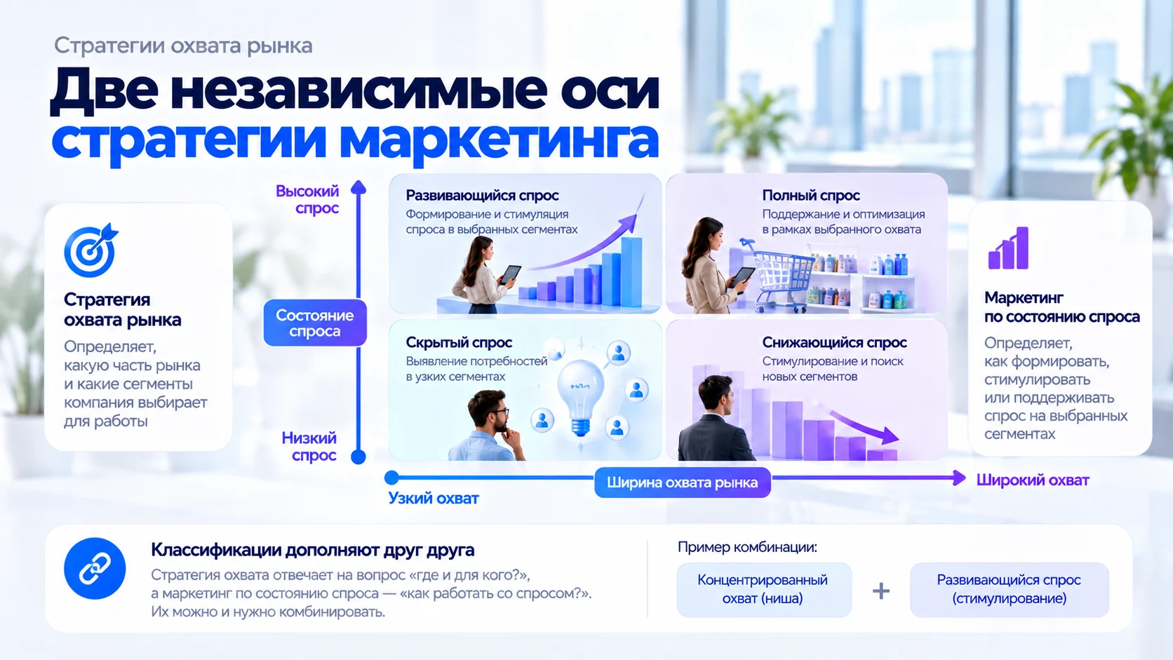 Связь стратегии охвата рынка с состоянием спроса
