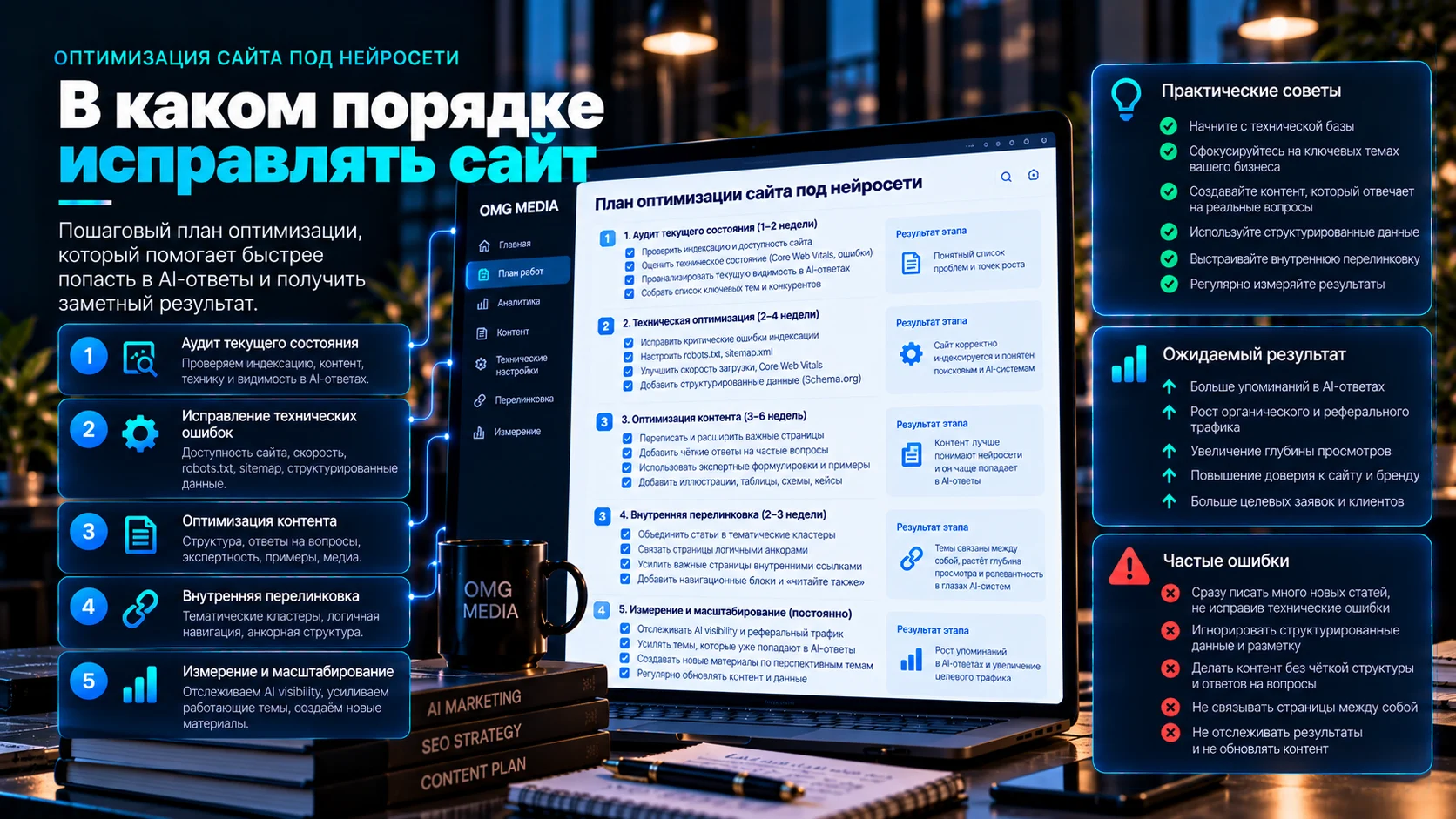 Порядок исправлений сайта для поисковой и AI-доступности
