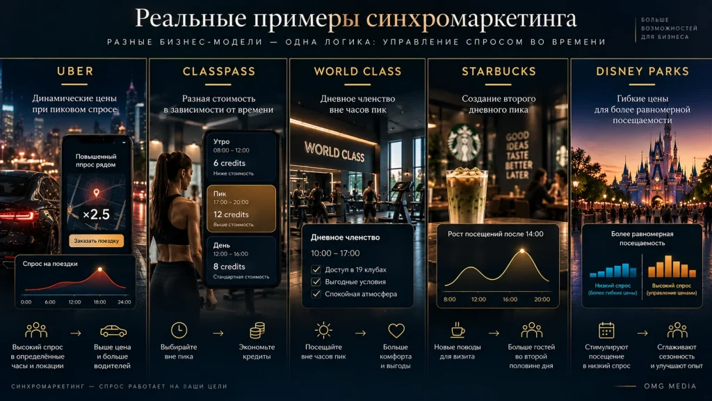 Реальные примеры синхромаркетинга: Uber, ClassPass, World Class, Starbucks и Disney Parks
