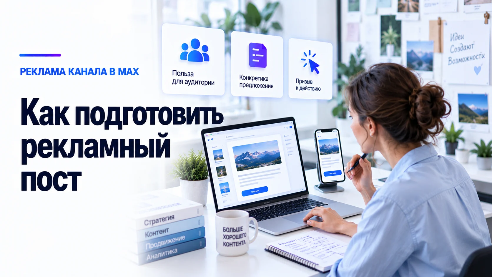 Подготовка рекламного поста для канала MAX
