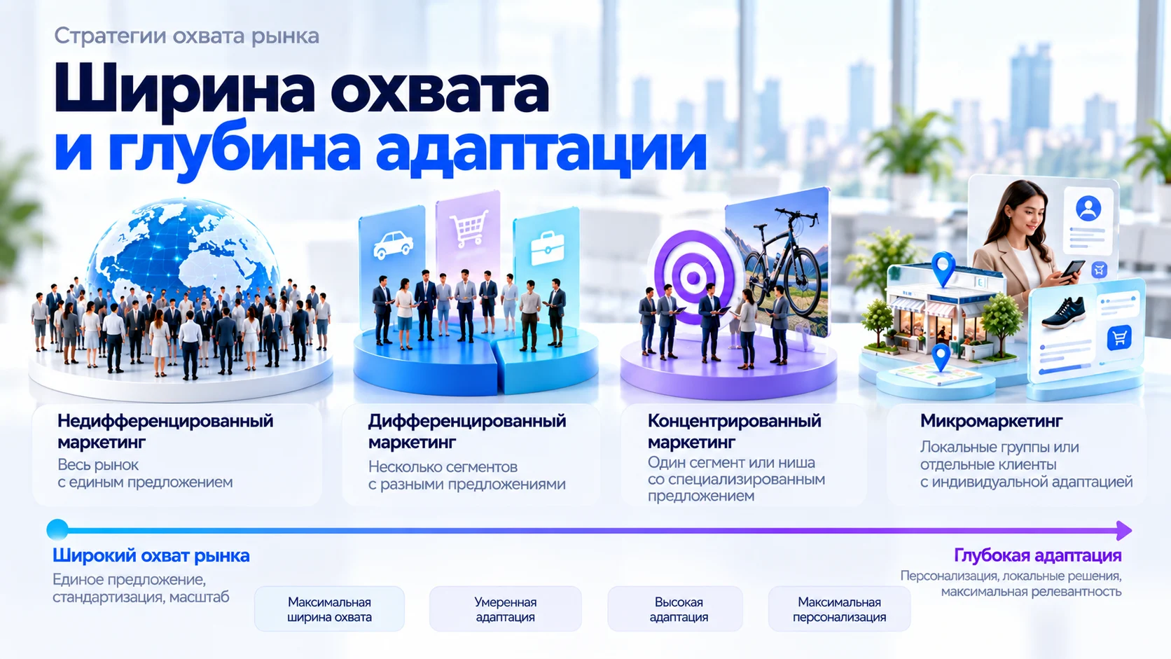 Сравнение стратегий охвата по ширине рынка и персонализации