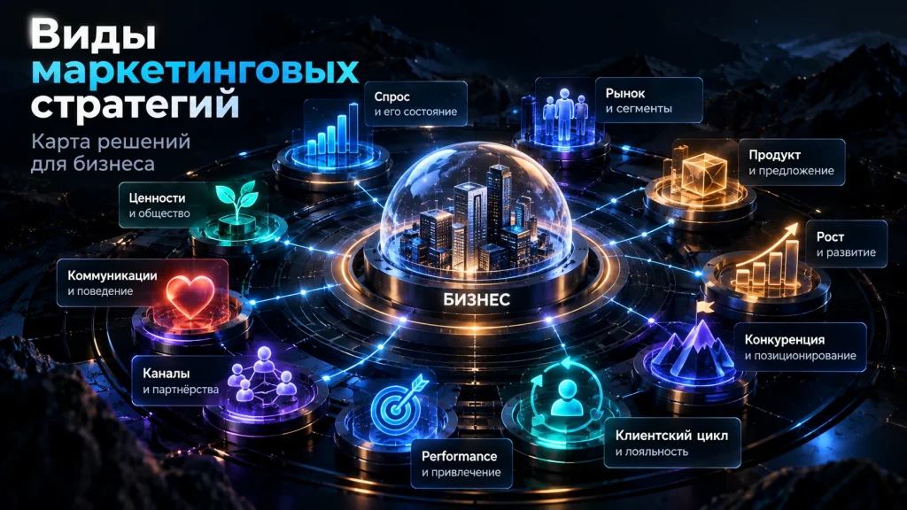 Карта видов маркетинговых стратегий и стратегических решений бизнеса